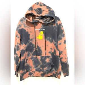 Disney Winnie The Pooh Bear Embroidered Tie Dye Hoodie Size Large